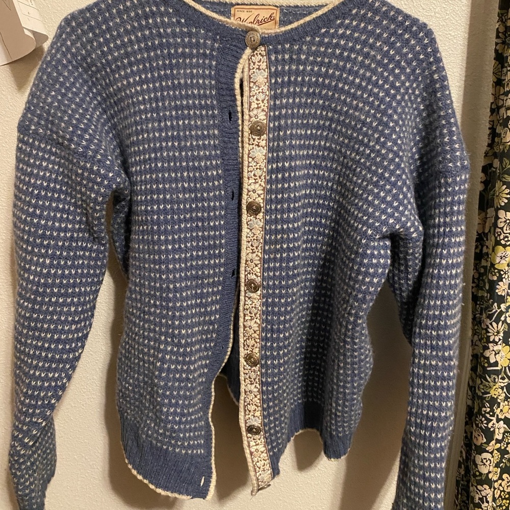 Woolrich Blue and Cream Cardigan Sweater